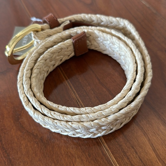 J. Crew Women's Braided Classic Woven Belt Size XS/S Natural Straw Gold Buckle - Picture 2 of 5